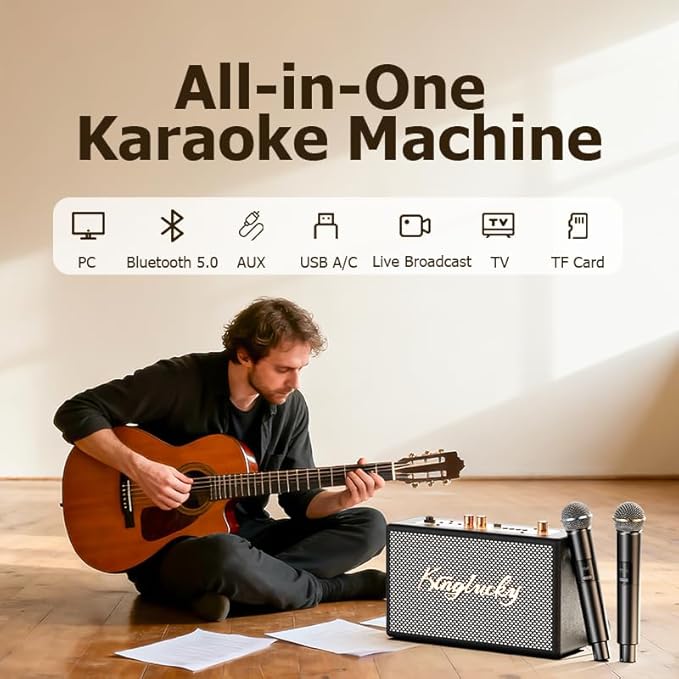 Retro Karaoke Machine for Adults Kids, Portable Bluetooth Speaker - Image 4