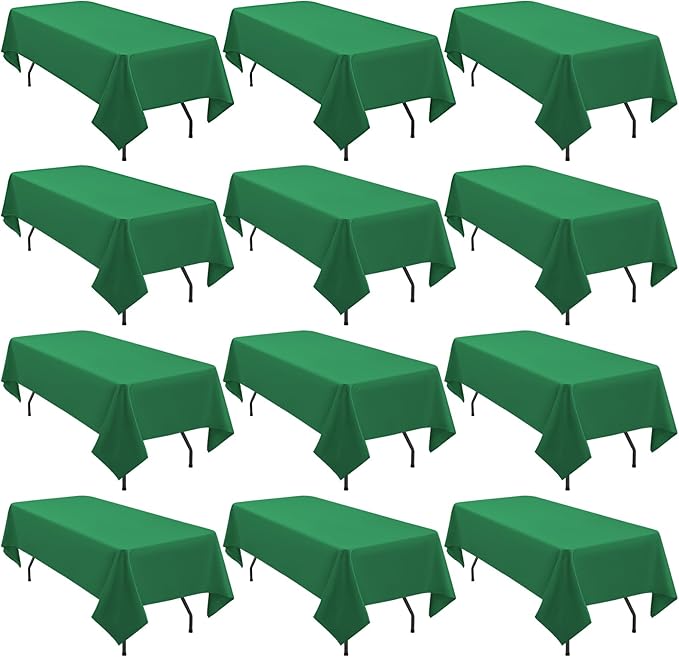 12 Pack 60 x 126 Inch Rectangle Tablecloth Green Polyester Tablecloth by fani