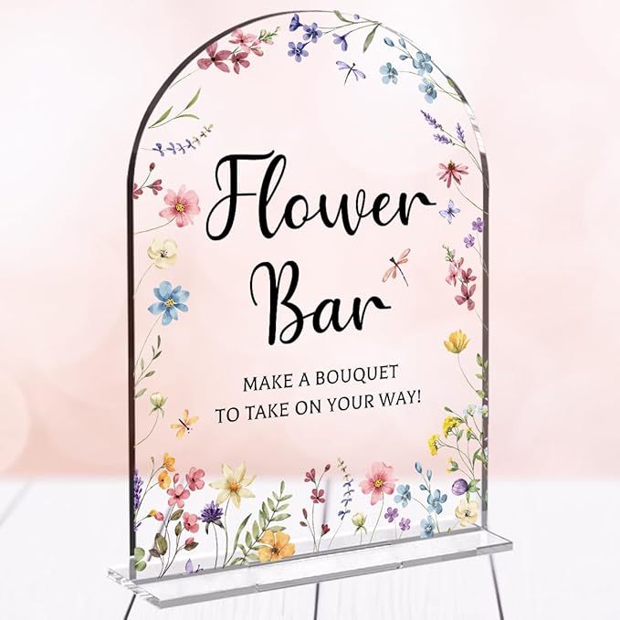Wedding Sign Decor, Flower Bar Sign, 5x7 Inch Arch Acrylic, Wedding Sign by Unknown