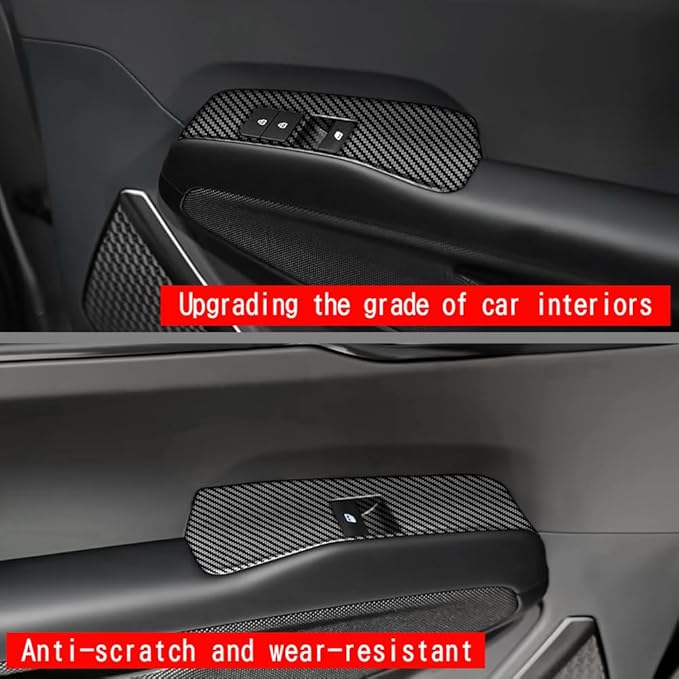 4pcs Carbon Fiber Style Front Rear Doors Window Glass Lift Switch Panel Cover - Image 6