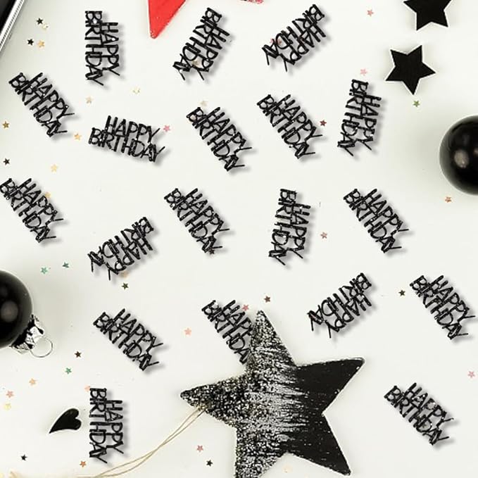 Black Happy Birthday Confetti Birthday Party Decorations Glitter Table Scatters - Image 2