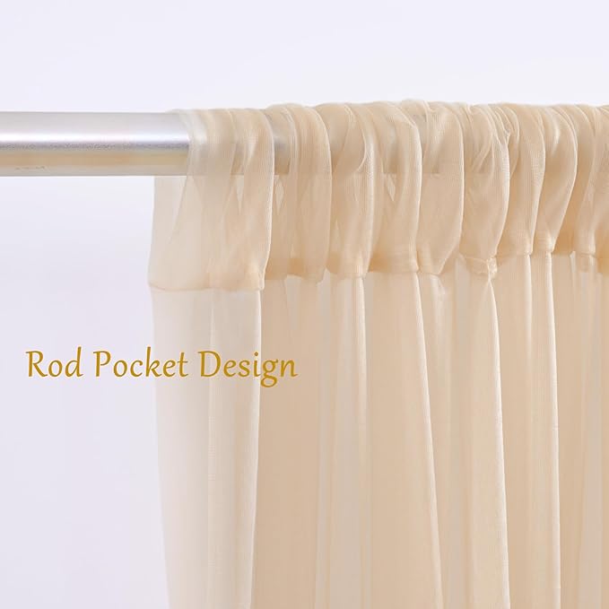 10x10 Champagne Tulle Backdrop Curtains - Image 6