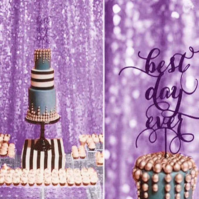 Eternal Beauty Lavender Sequin Backdrop, 6x6 Ft Glitter Background Curtains - Image 3