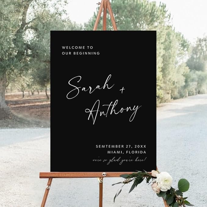 Black Wedding Welcome Sign Template, Large Wedding Sign, Modern Wedding Signs - Image 3