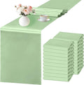 20 Pack Sage Green Satin Table Runner 12x108 Inches Long, Bright Silky Smooth by SHEJIZE