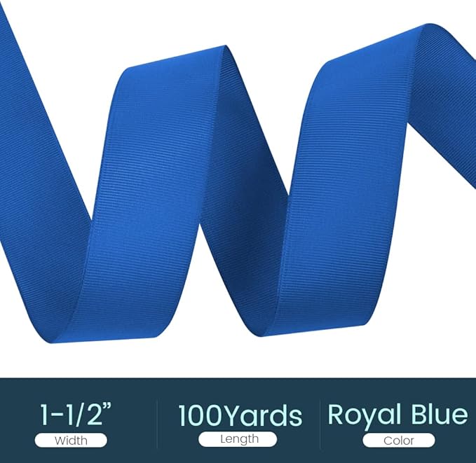 1-1/2" X 100 Yards Royal Blue Grosgrain Ribbon, Premium Grosgrain Ribbon - Image 2