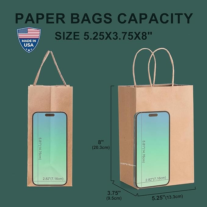 METRONIC Paper Gift Bags 5.25x3.75x8 50Pcs, Christmas Gift Wrap Bags - Image 3