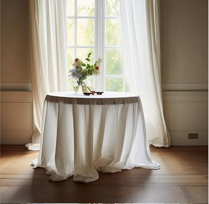 EVERLY 100% Pure Linen Round Tablecloths 70Inch Round Machine Washable - Image 8