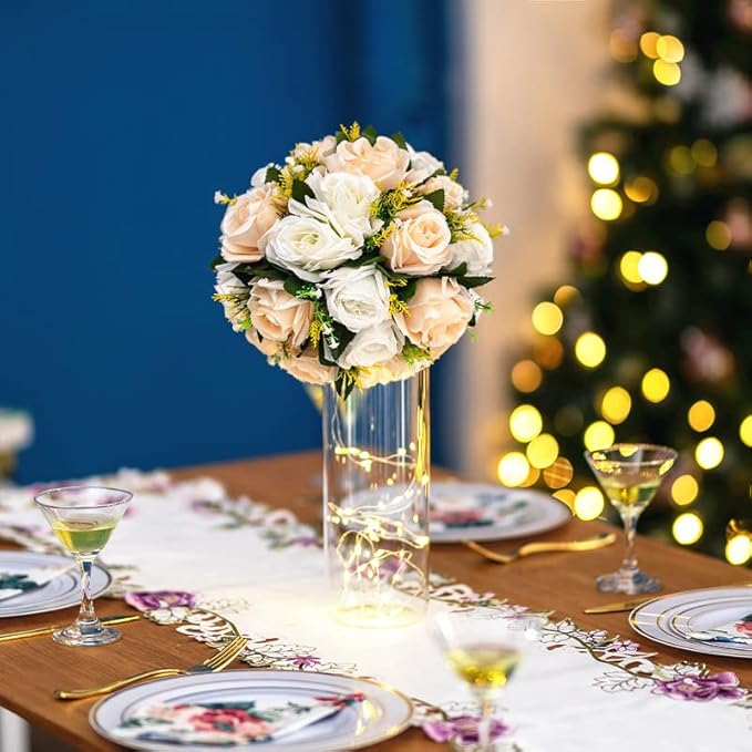 Flower Balls Wedding Rose Centerpieces: 10 Pcs Fake Flowers - Image 3