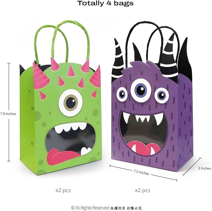 Cheerland Monster Gift Bags Halloween Goodie Bag Monster Party Favors Bag - Image 2