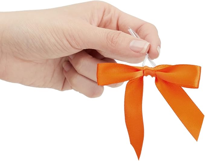 Bright Creations 100 Pack Orange Twist Tie Bows - Image 4