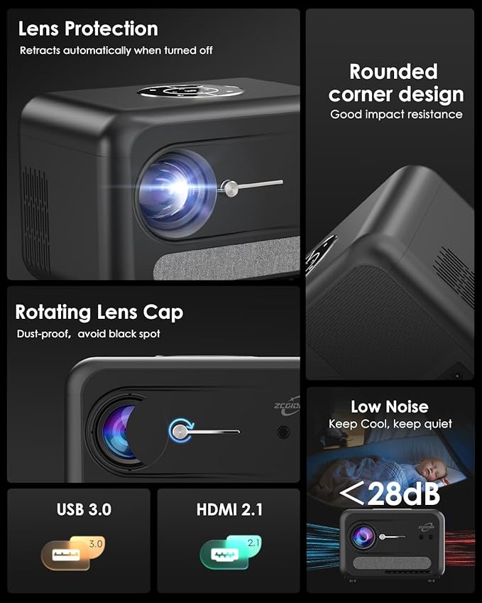 Smart 4K Projector for Bedroom, Indoor Outdoor Home Theater Projectors - Image 9