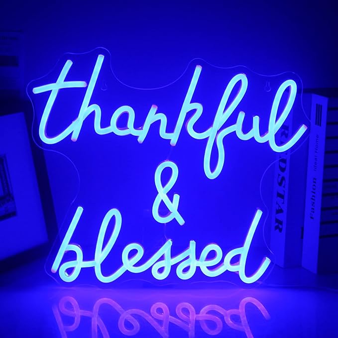 Thankful and Blessed Neon Sign Thanksgiving Led Sign Blessed Neon Lights Blue - Image 5