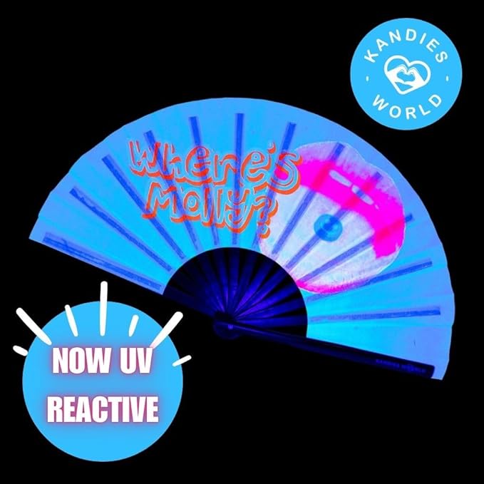 Kandies World UV Reactive Custom Festival Folding Hand Fan - Image 4