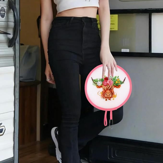 4 Styles Animal Flowers Round Foldable Hand Fan Japanese Foldable Fan Handheld - Image 8
