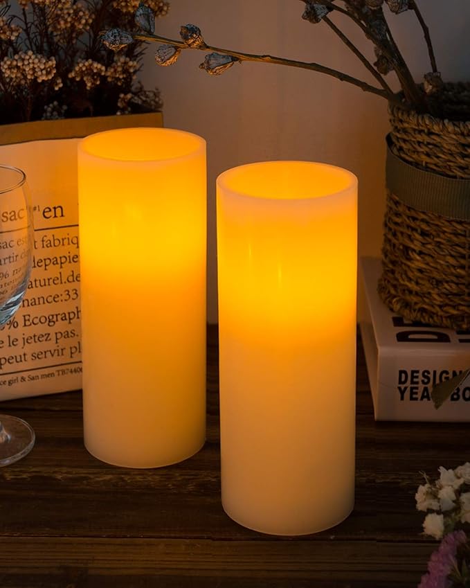 Homemory 9" x 3" Flameless Candles Battery Operated, Flickering LED Pillar - Image 3