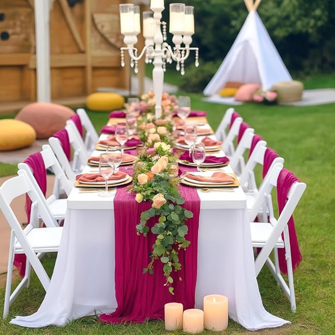 3 Pack Hot Pink Cheesecloth Table Runner Summer Sheer Fuschia Cheese Cloth - Image 3