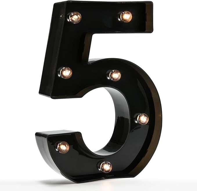OYCBUZO Light Up Black Alphabet Marquee Number Sign LED Marquee Number Lights by OYCBUZO