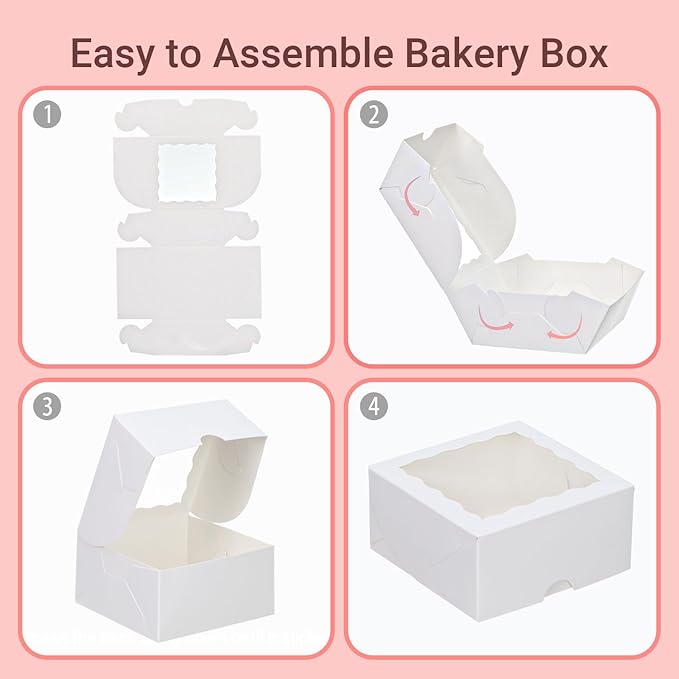 50-Count 4x4x2 Food-Safe Elegant White Bakery Boxes - Image 3