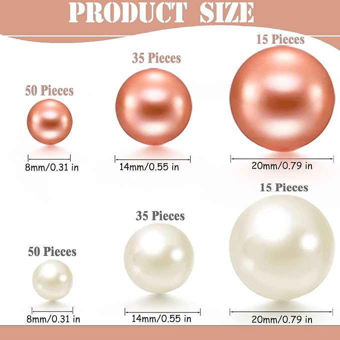 200 Pcs Vase Filler Beads White and Rosegold Pearl Beads - Image 3