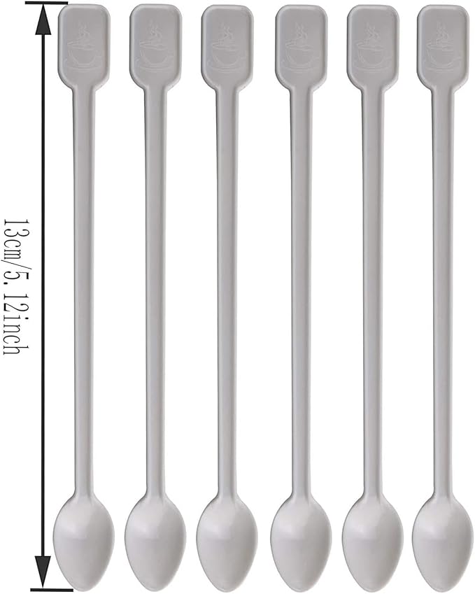 Coffee Spoon 500 PCS Disposable Tiny Coffee Tea Spoon White Plastic Stir - Image 2