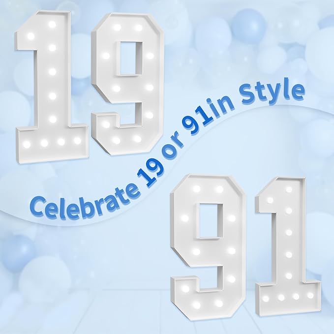 Marquee Numbers Large 19th-Birthday Decorations: 4ft Light Up Number Party - Image 6