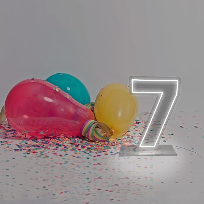Number 7 Neon Sign for Birthday, 16.54" Cool White USB Battery Powered Led Neon - Image 7