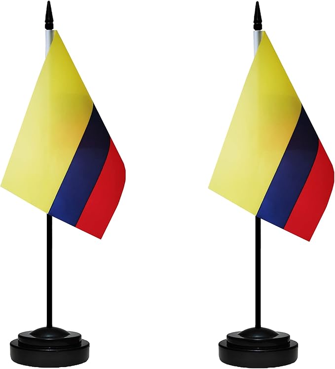 Colombia Colombian Deluxe Desk Flag Set Small Mini Miniature Colombia Colombian by tibijoy