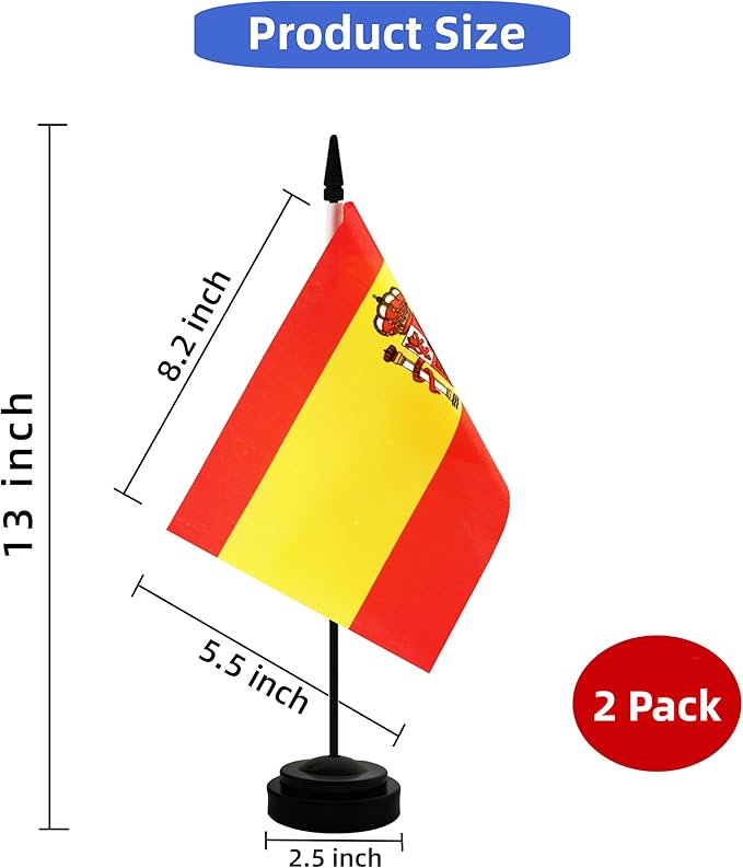 2 Pack Spain Desk Flag, Spanish Table Office Flag - Image 2
