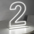 Number 2 Neon Sign for Bedroom, 16.54" Cool White USB Battery Powered Birthday by LIYUNEON