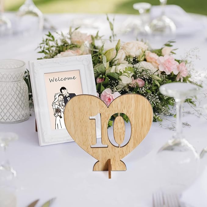 Heart Shape Wooden Table Numbers 1-20 - Image 5