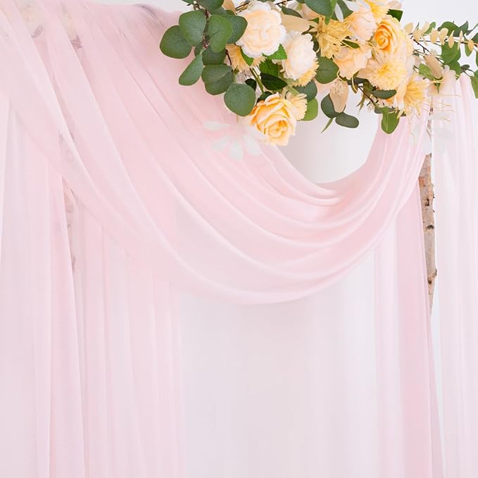 Socomi Blush Pink Wedding Arch Draping Fabric 29" x 20Ft 1 Panel Sheer Outdoor - Image 4