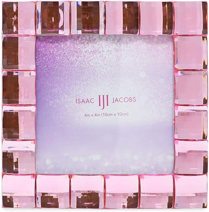 Isaac Jacobs Decorative Sparkling Light Pink Jewel Picture Frame, Photo Display - Image 2