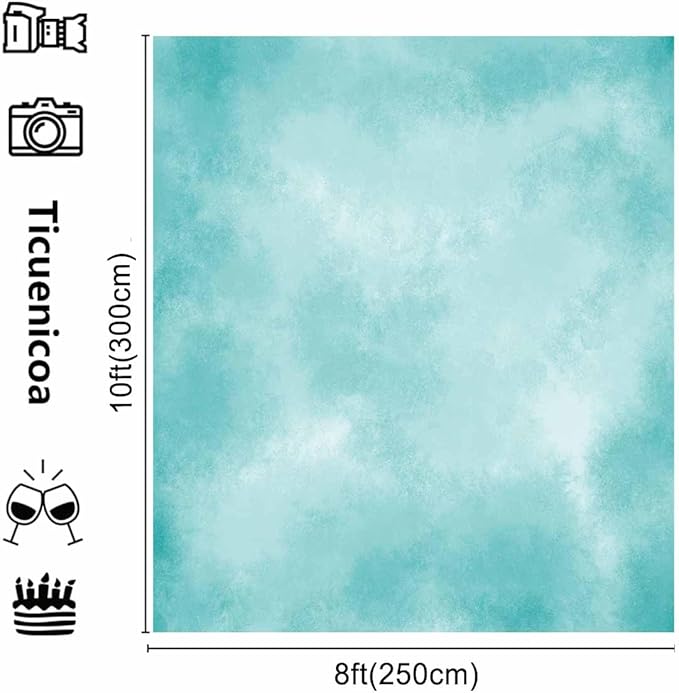 8x10ft Aqua Abstract Solid Photography Backdrops Gradient Portrait Photo Booth - Image 3