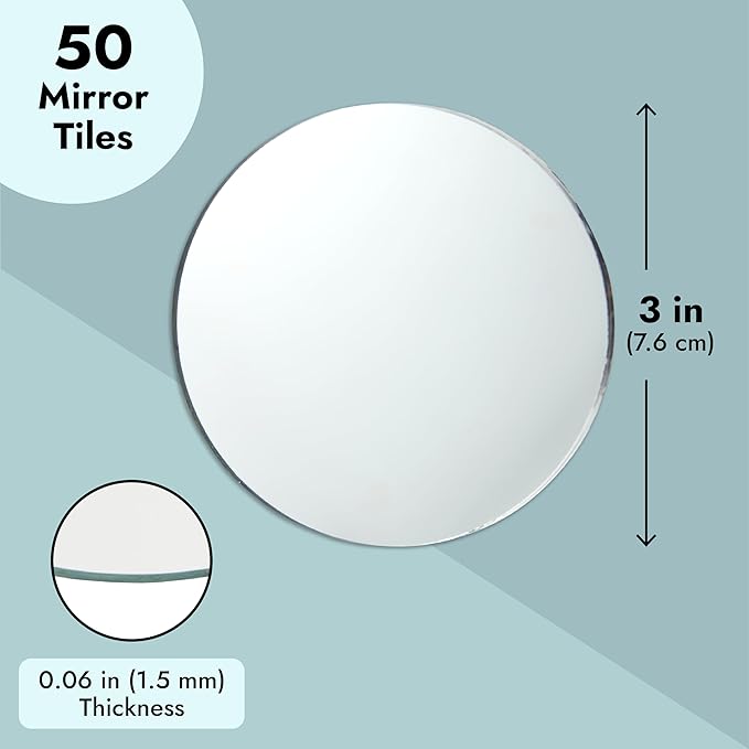 Juvale Glass Mirror Tiles for Crafts - 3 in - Image 4