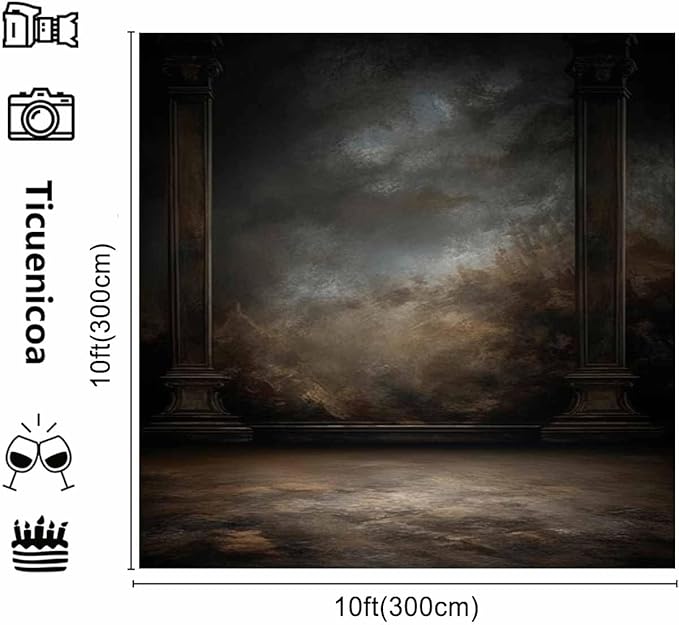 10x10ftDark Vintage Photography Backdrops Portrait Photo Backdrop Wedding - Image 5