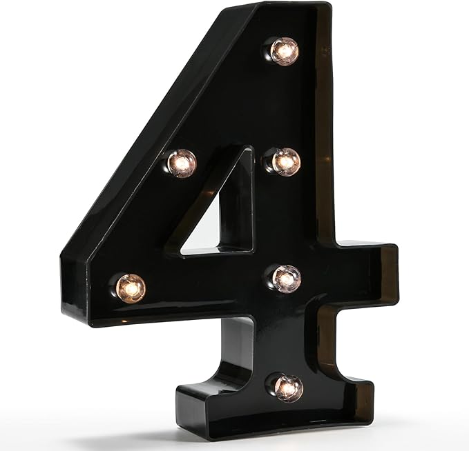 OYCBUZO Light Up Black Alphabet Marquee Number Sign LED Marquee Number Lights by OYCBUZO