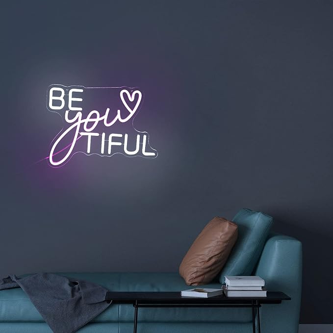 Be Your Tiful Neon Sign Dimmable Letter Neon Signs White Pink Wall Decorative - Image 7