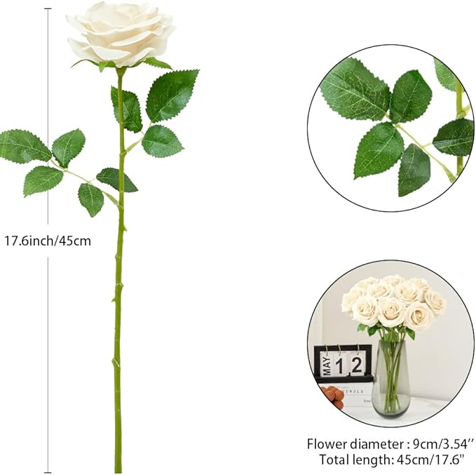 Artificial Rose 10pcs Open Flower Bouquet Faux Rose Stems - Image 4