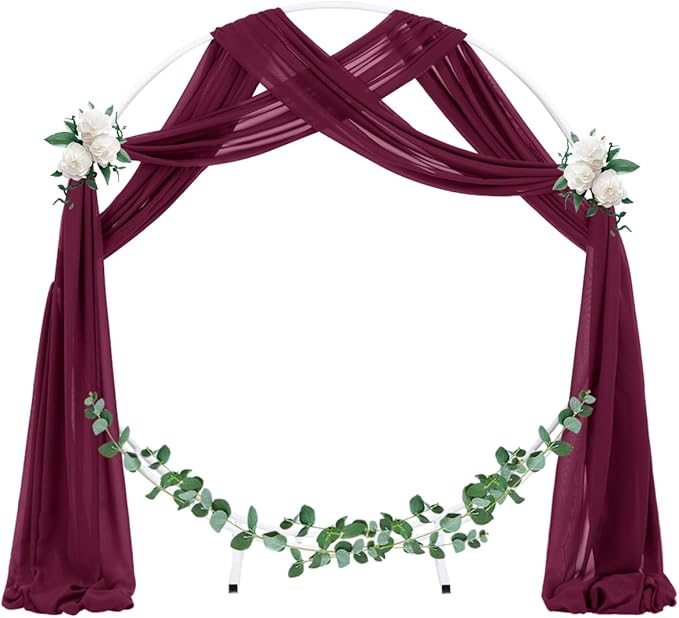 Socomi Wedding Arch Draping Fabric 1 Panel 29" x 19Ft Burgundy Sheer Chiffon - Image 2