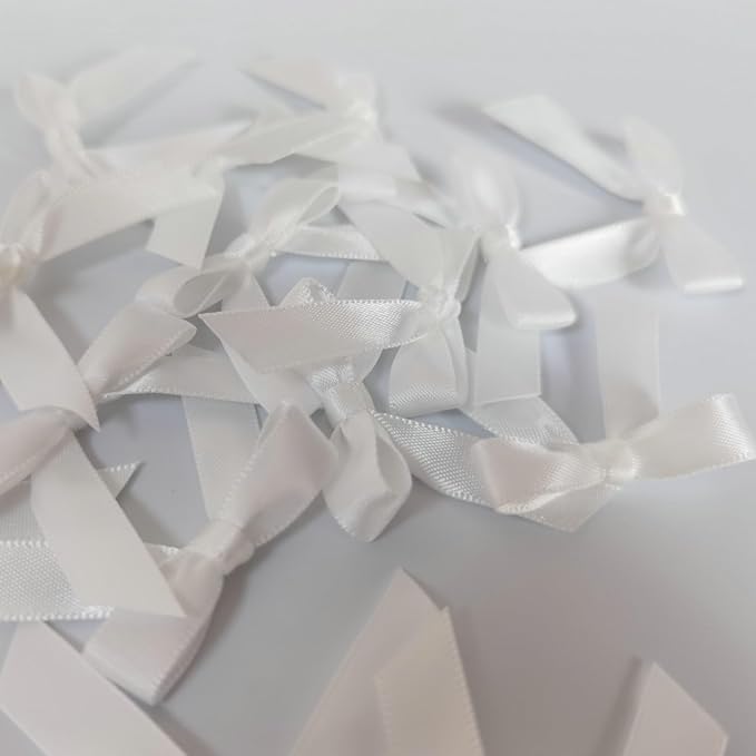 50pcs 1-1/2" Mini White Satin Ribbon Bows Without Twist Ties - Image 9