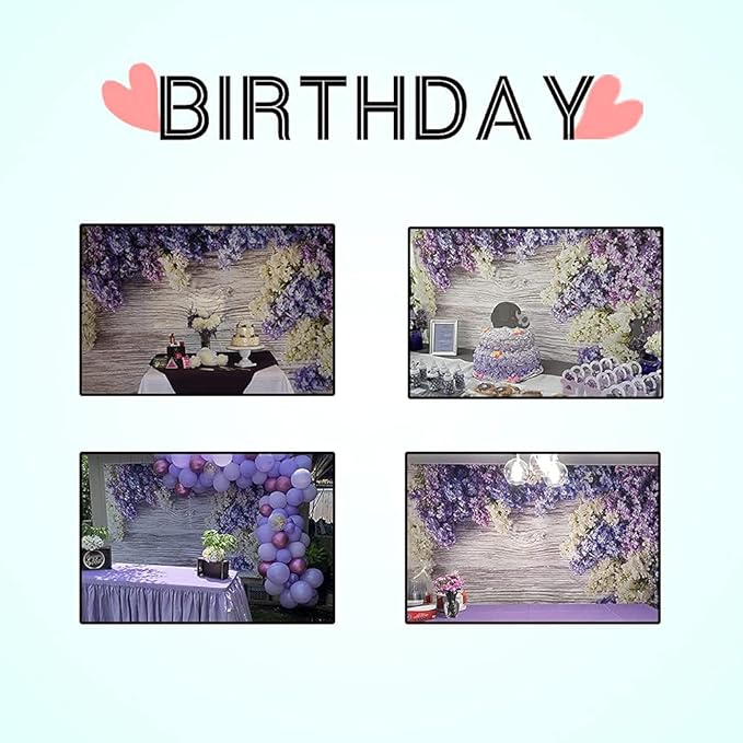 10x7ft Newborn Baby Wooden Plank Photography Backdrops Purple Lilac Flowers - Image 3