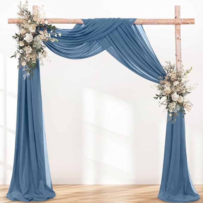 Fall Dusty Blue Wedding Arch Draping Fabric 1 Panel 29" × 20FT Sheer Drapes - Image 3