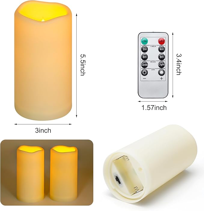 Enido Flameless Candles LED Candles Outdoor Waterproof Candles Battery Operated - Image 3