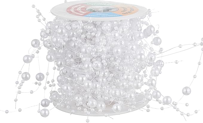 13Feet Pearl String Spool Roll for Floating Candles Faux Pearls Strands Garland - Image 5