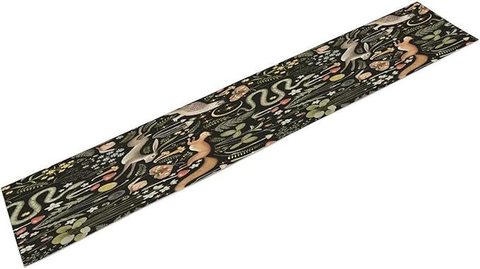 Mushroom Table Runner, Vintage Boho Forest Wild Animal Wildflower Botanical - Image 8