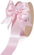 LaRibbons Light Pink Satin Ribbon 1 Inch 25 Yards Luxury Double Faced Pink Silk by LaRibbons
