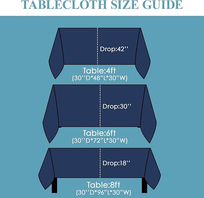 VidaFete Tablecloth 2 Pack 90 * 132inch Rectangle Table Cloth Polyester - Image 2