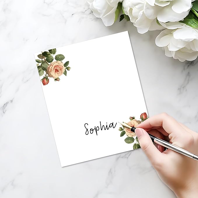 25 Pack Floral Place Cards, Editable Name Cards - Image 3