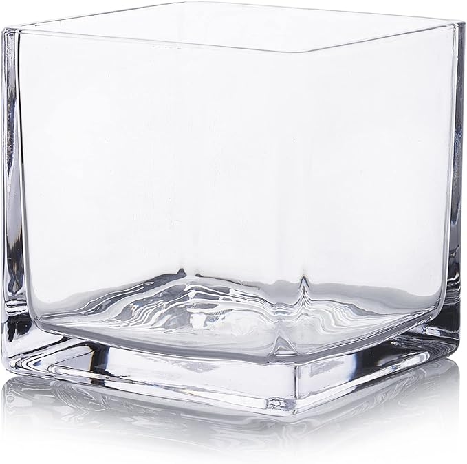 EnovaFloral Square Glass Cube Vase by EnovaFloralInc